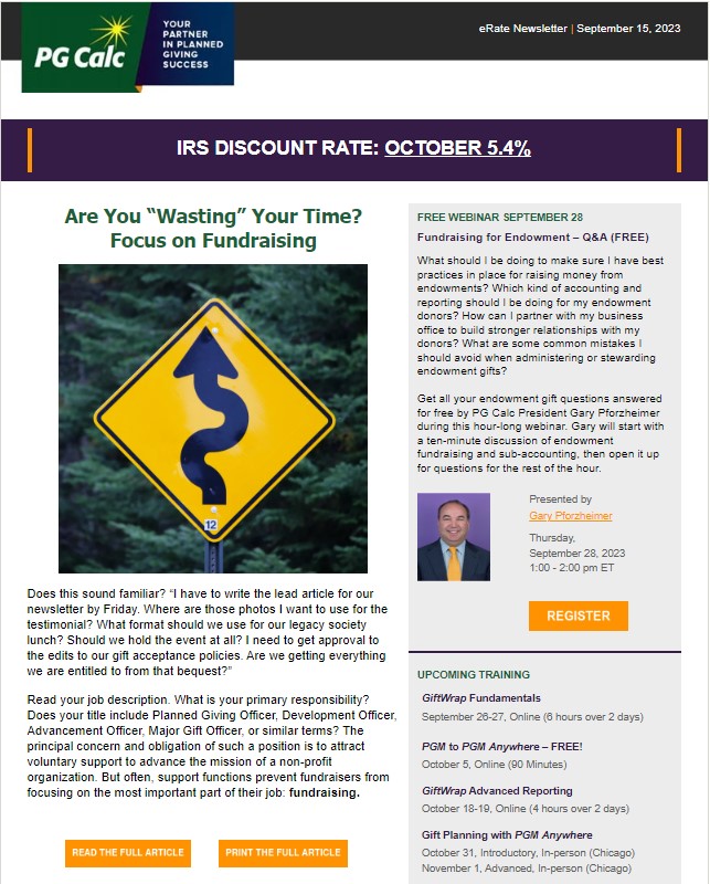 PG Calc eRate newsletter - Oct 2023