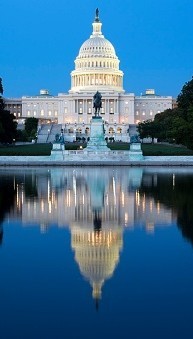 US Capitol building at dusk